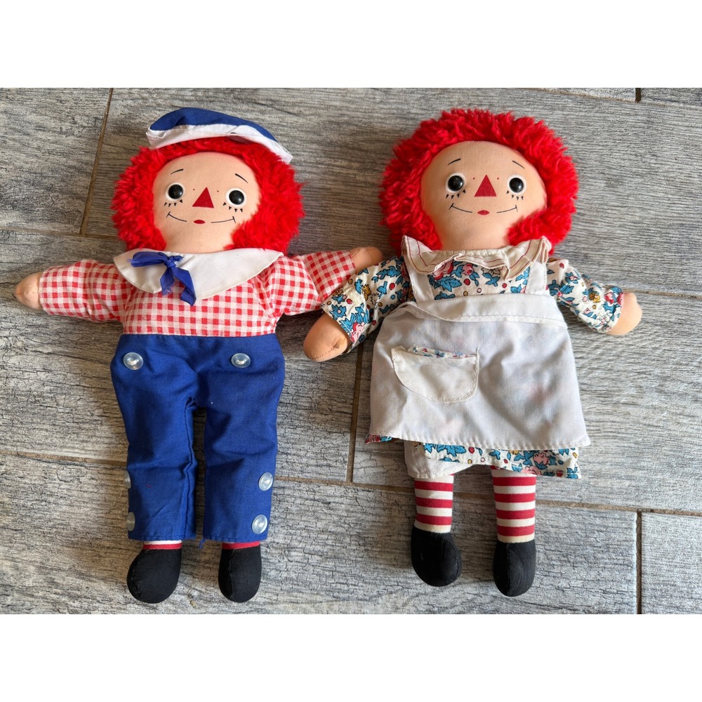Knickerbocker Raggedy Ann Andy Plush Dolls Vintage 12" Vintage Original Toy Doll